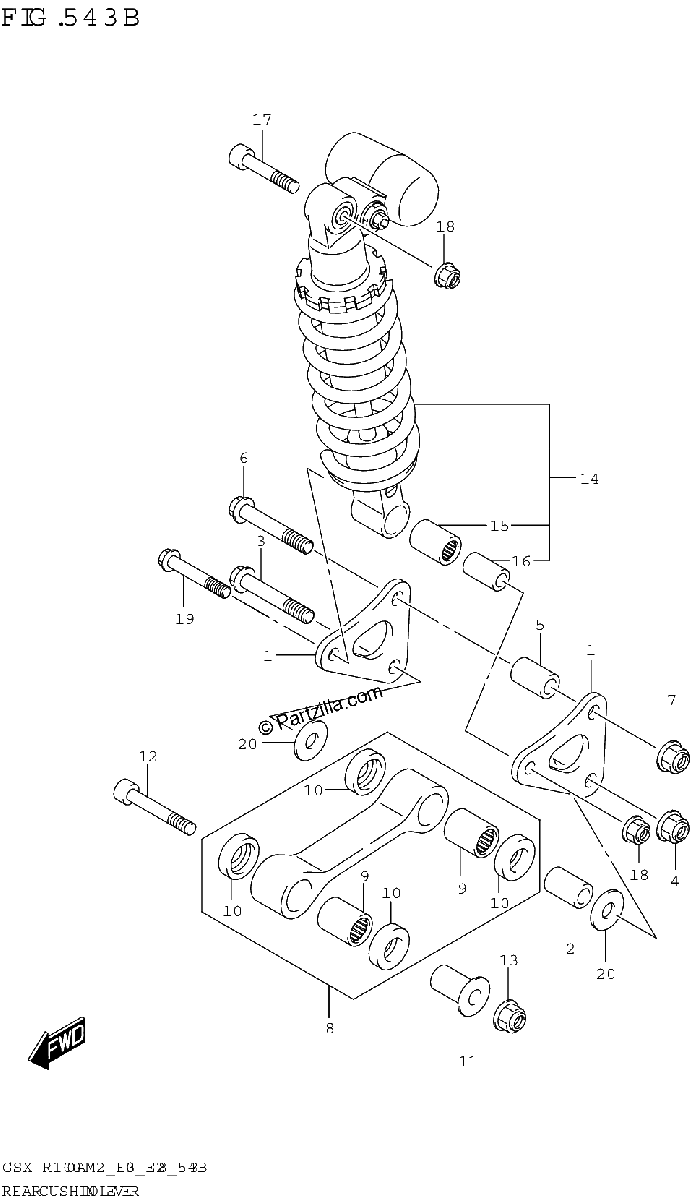 Diagrama de REAR CUSHION LEVER GSX R1000A