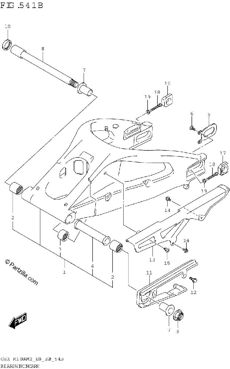 Diagrama de REAR SWINGINGARM GSX R1000A