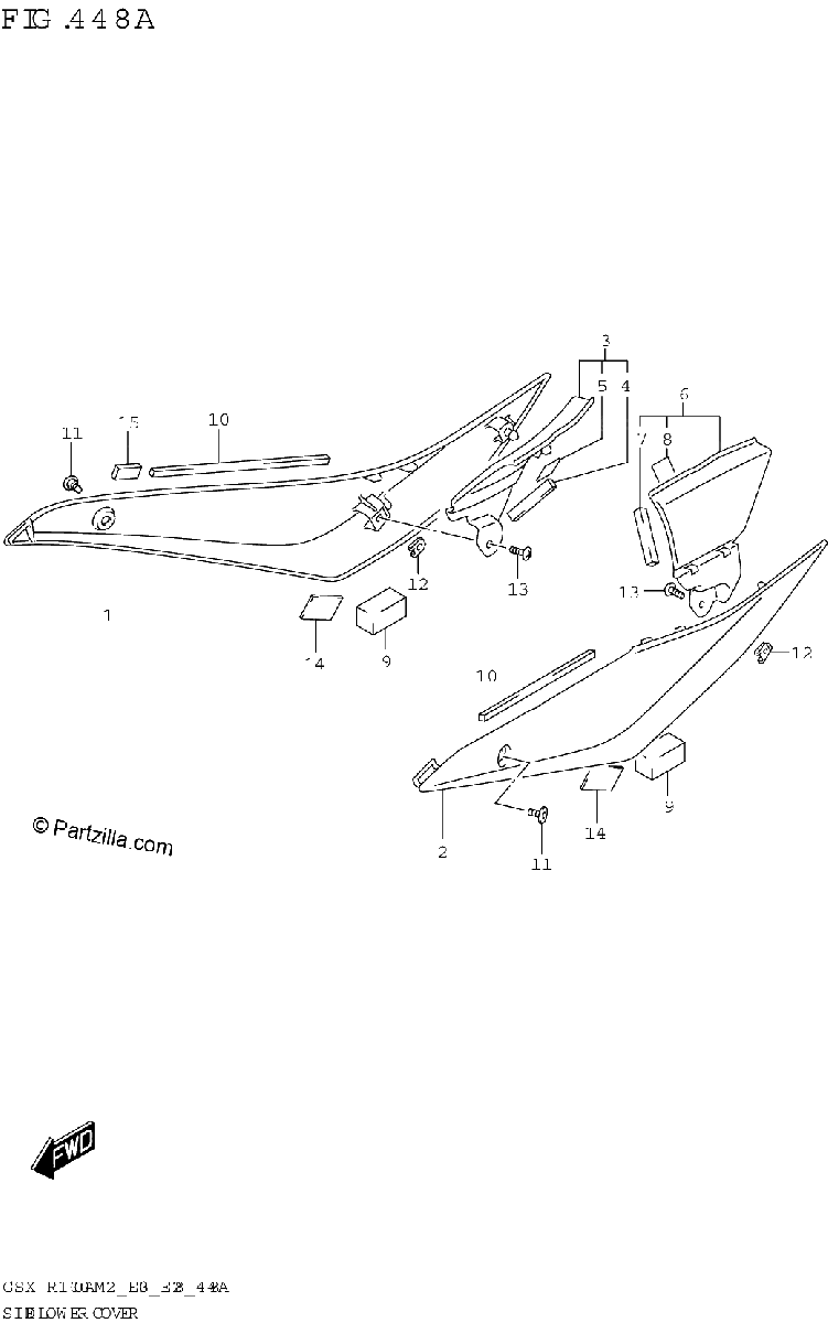 Diagrama de SIDE LOWER COVER GSX R1000A