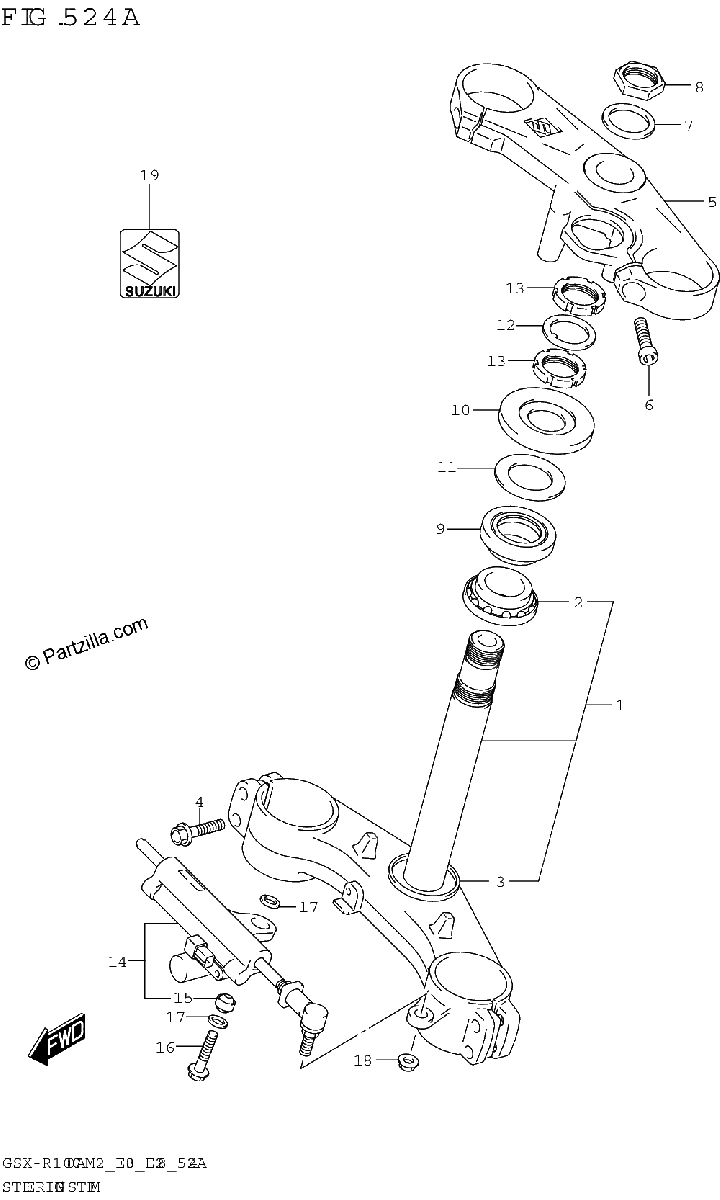 Diagrama de STEERING STEM GSX R1000A