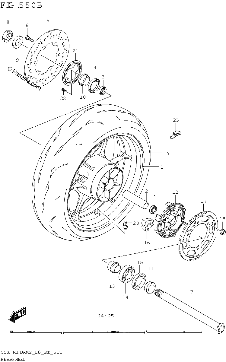 Diagrama de REAR WHEEL GSX R1000RZA