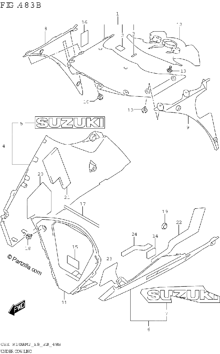 Diagrama de UNDER COWLING GSX R1000RA