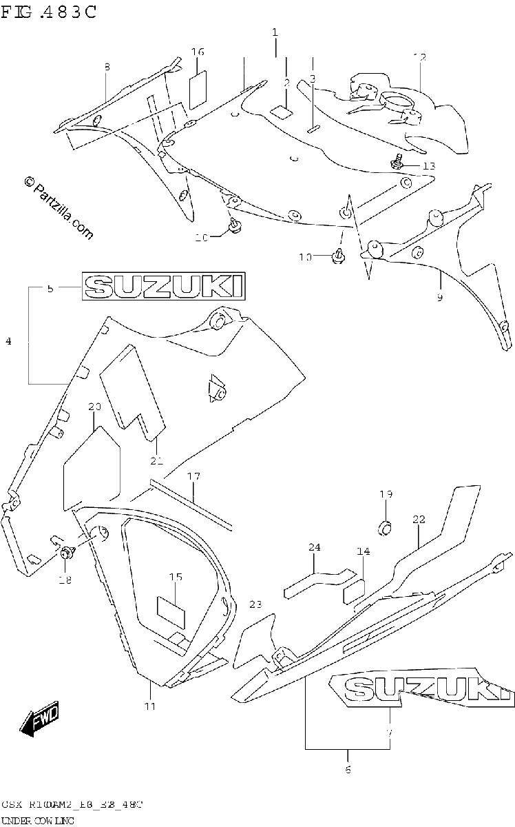 Diagrama de UNDER COWLING GSX R1000RZA