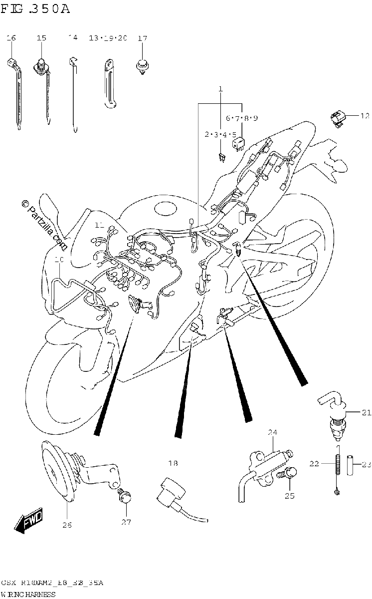 Diagrama de WIRING HARNESS GSX R1000RA GSX R1000RZA E03 E28