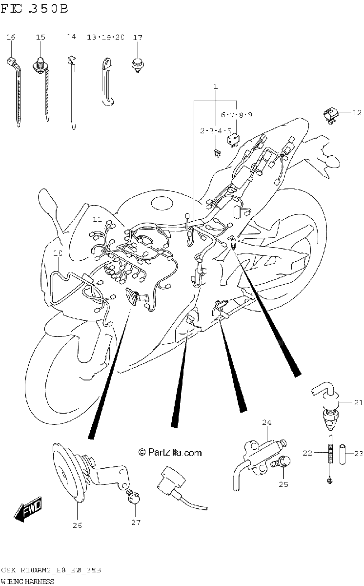 Diagrama de WIRING HARNESS GSX R1000RA GSX R1000RZA E33