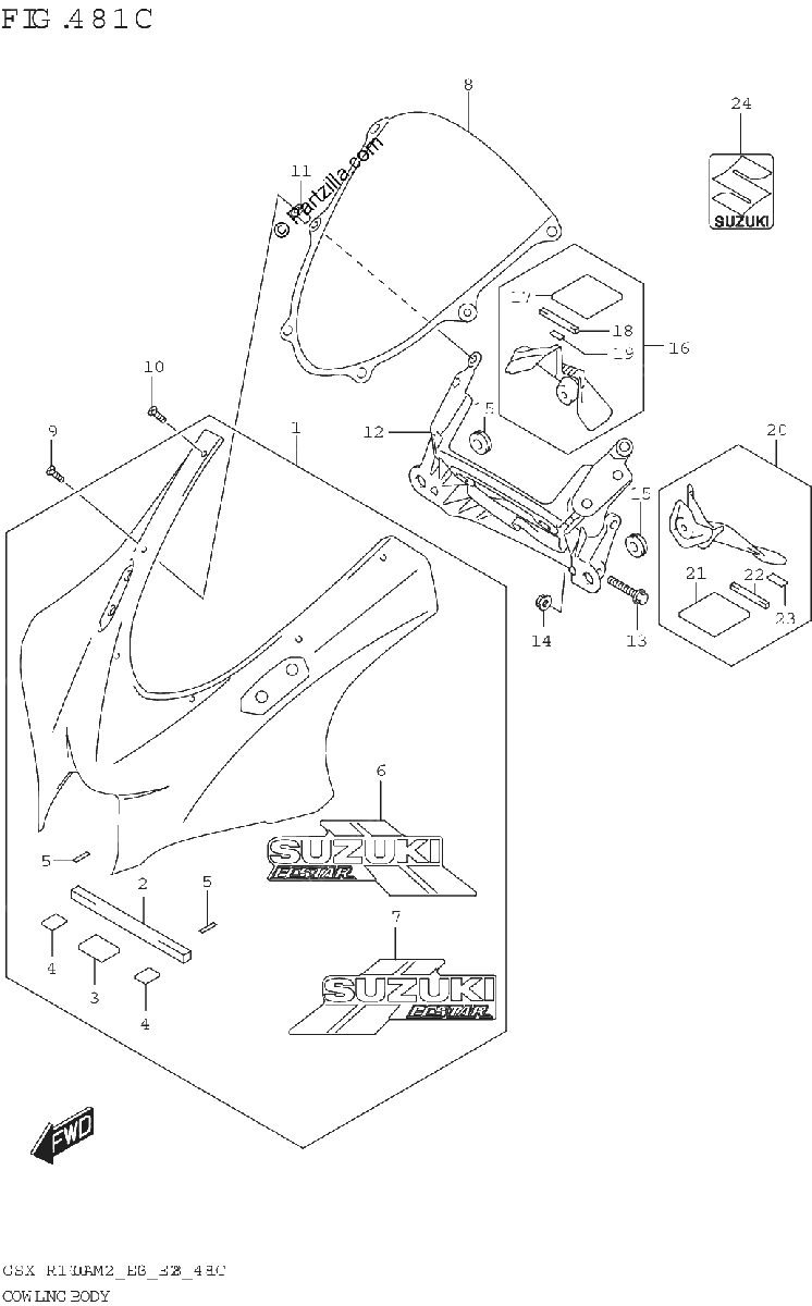 Diagrama de COWLING BODY GSX R1000RZA