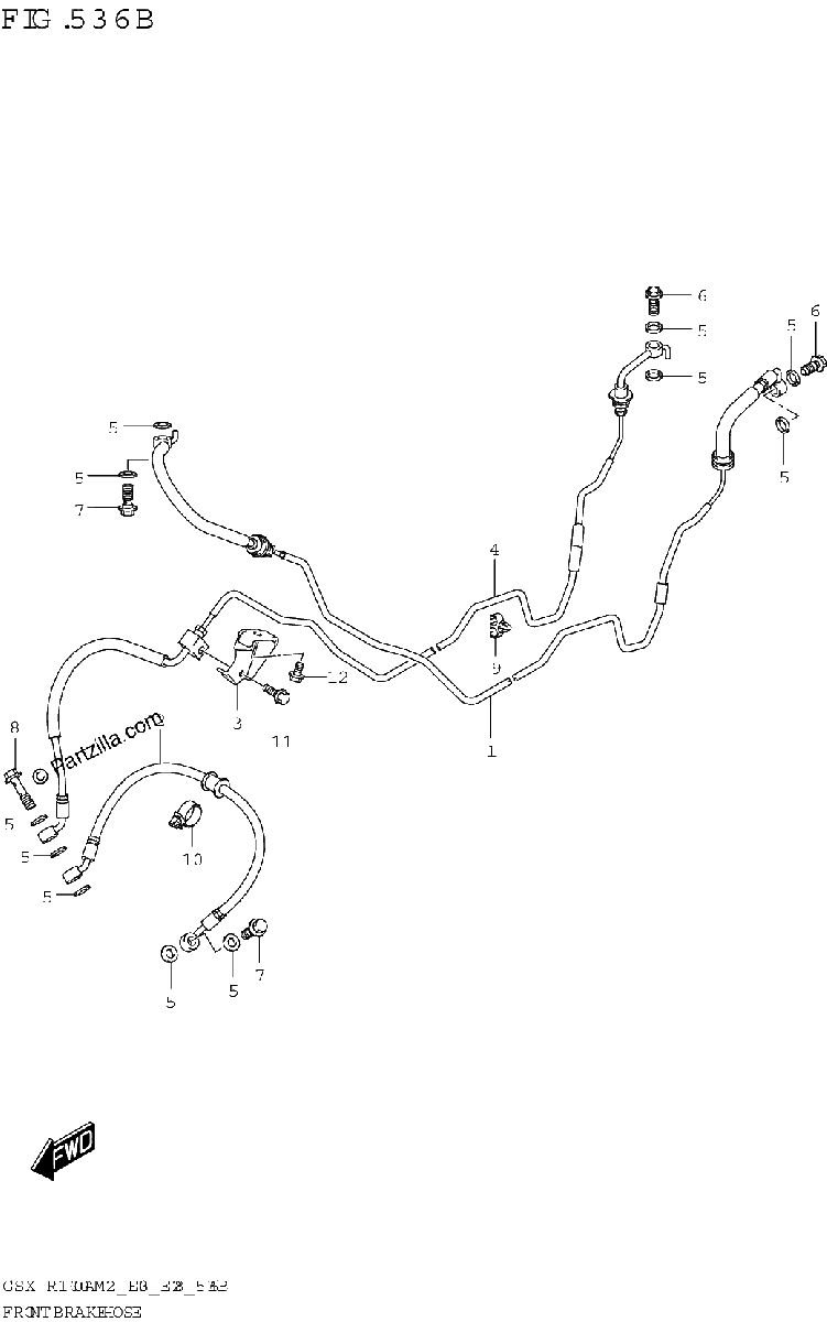Diagrama de FRONT BRAKE HOSE GSX R1000RA GSX R1000RZA