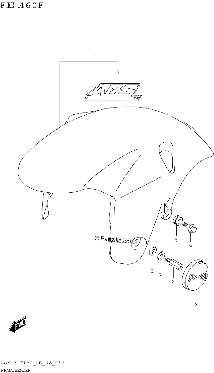 Diagrama de FRONT FENDER GSX R1000RA