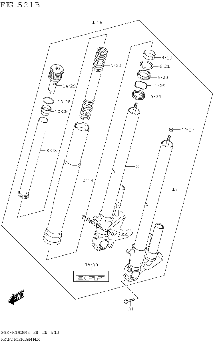 Diagrama de FRONT FORK DAMPER GSX R1000RA GSX R1000RZA