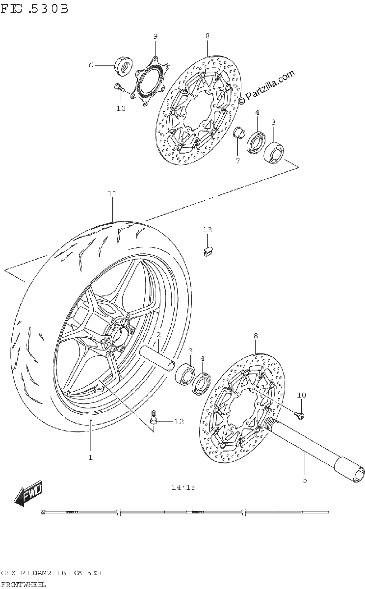 Diagrama de FRONT WHEEL GSX R1000RZA