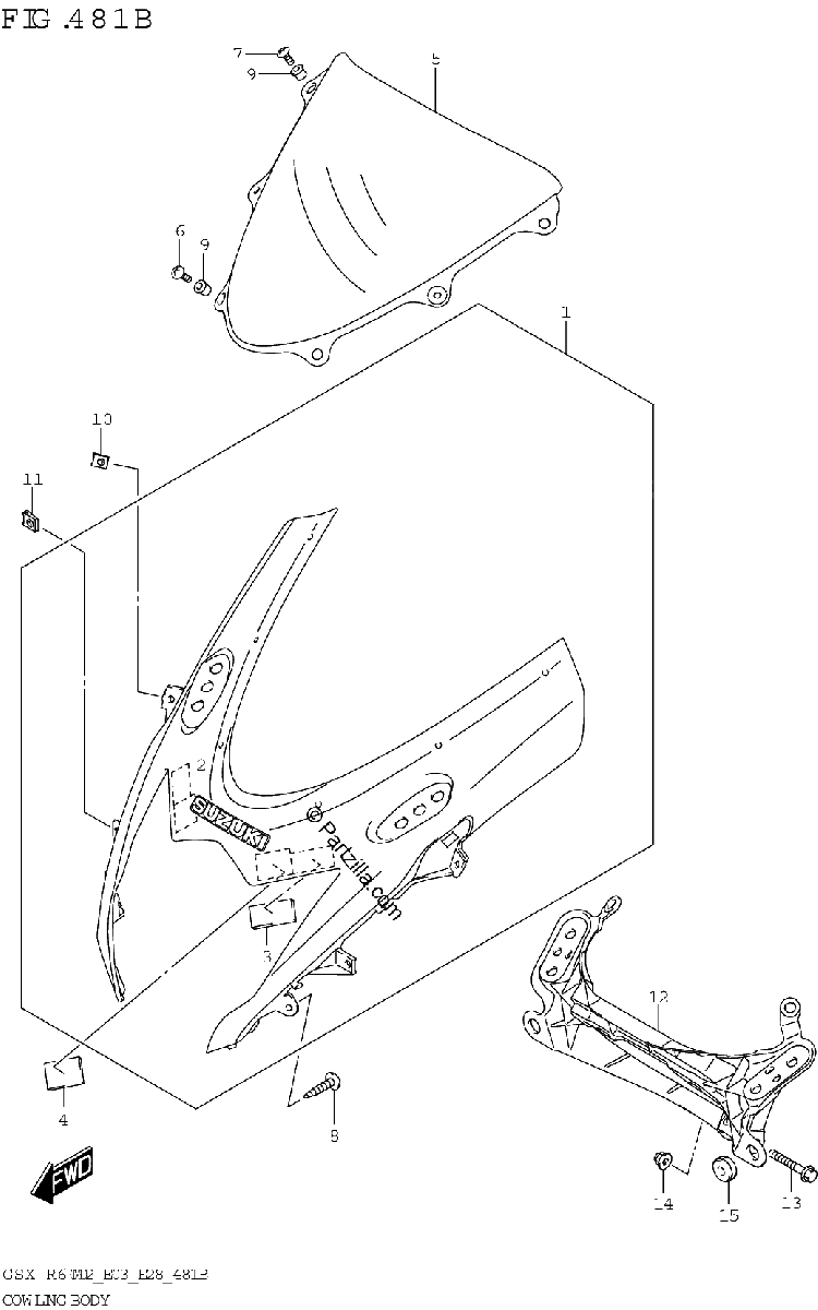 Diagrama de COWLING BODY GSX R600