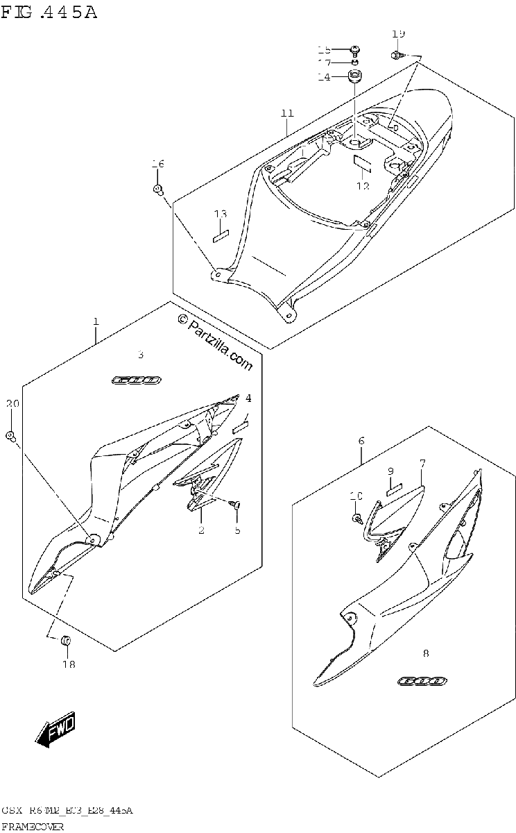 Diagrama de FRAME COVER GSX R600