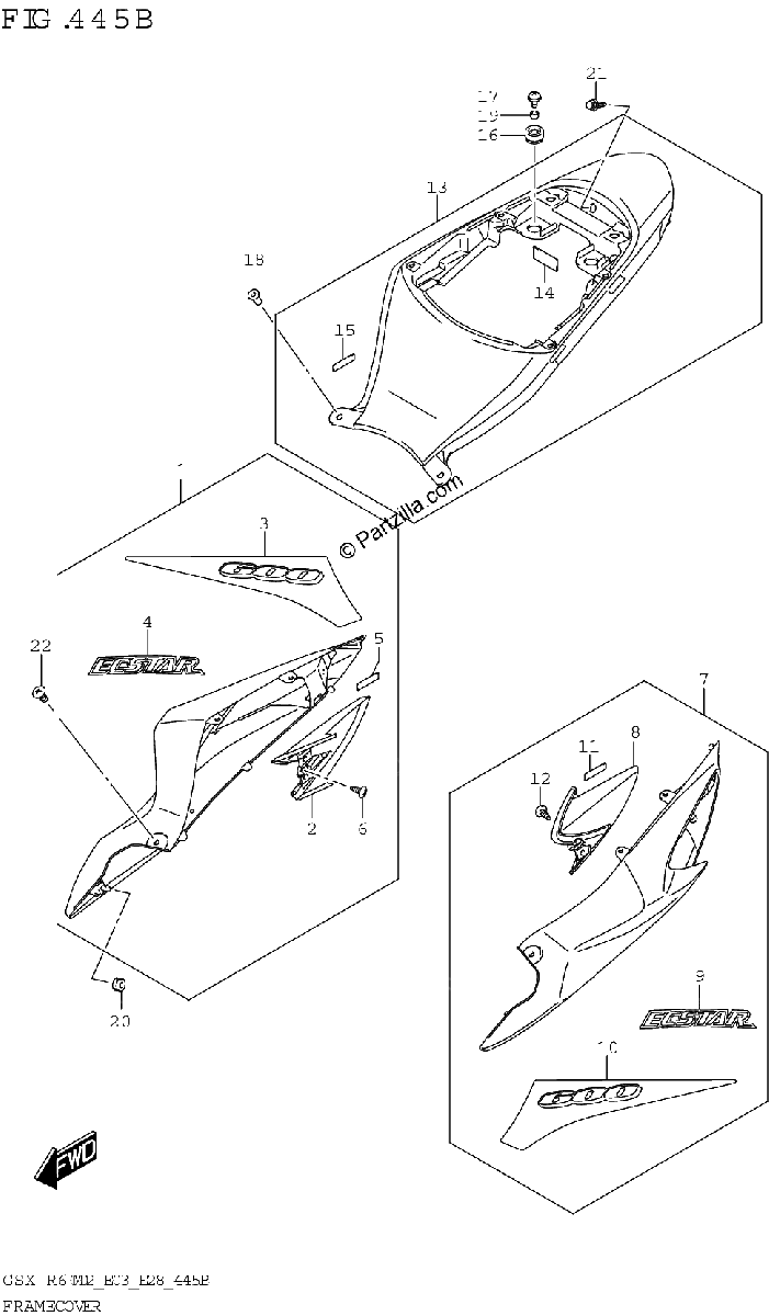 Diagrama de FRAME COVER GSX R600Z