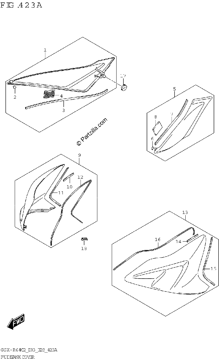 Diagrama de FUEL TANK COVER GSX R600