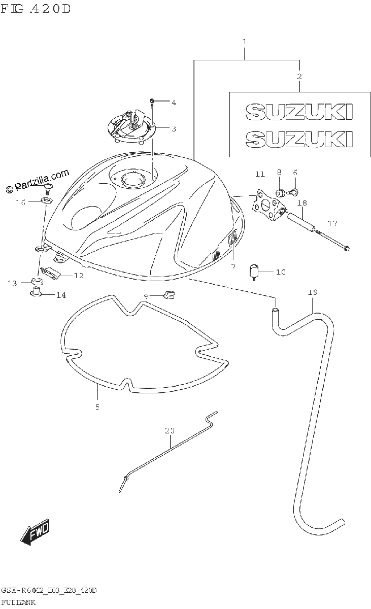 Diagrama de FUEL TANK GSX R600Z E33