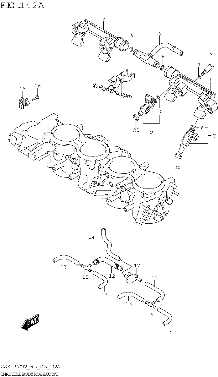 Diagrama de THROTTLE BODY HOSE JOINT E03 E28