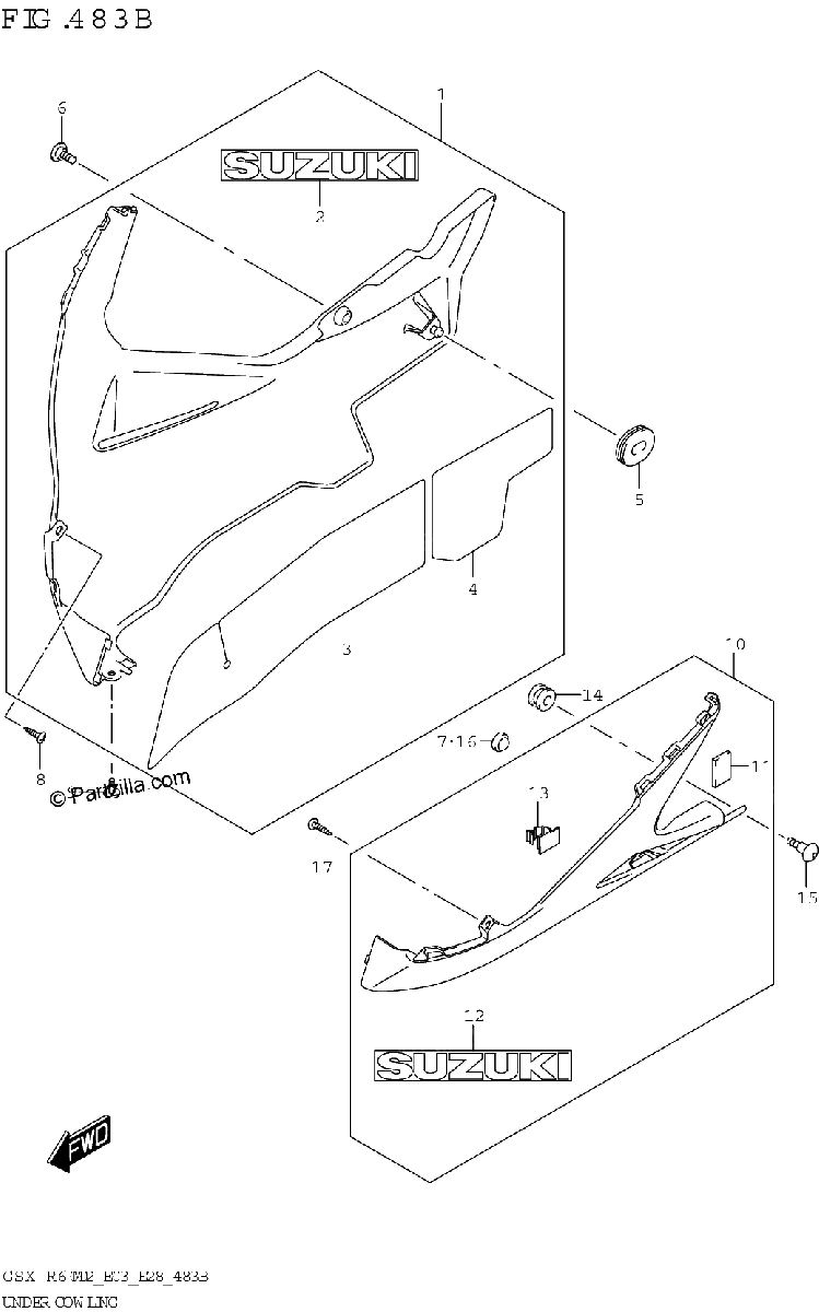 Diagrama de UNDER COWLING GSX R600
