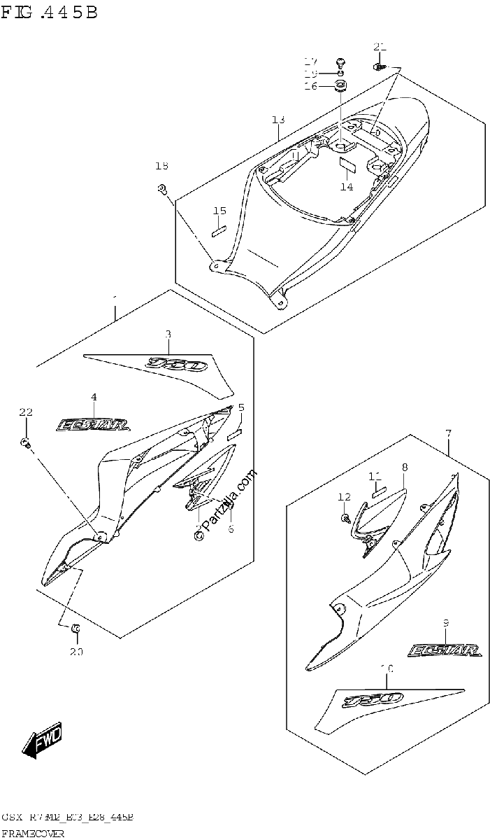 Diagrama de FRAME COVER GSX R750Z