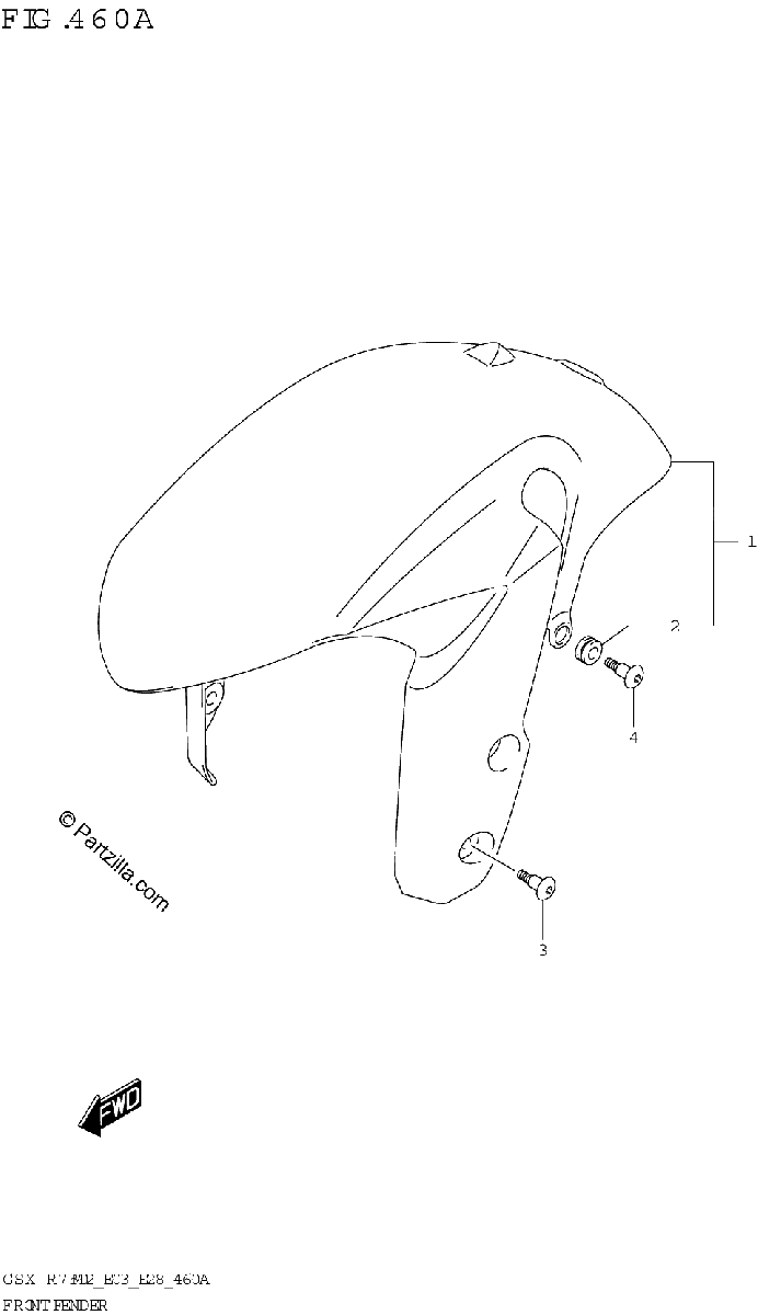 Diagrama de FRONT FENDER GSX R750