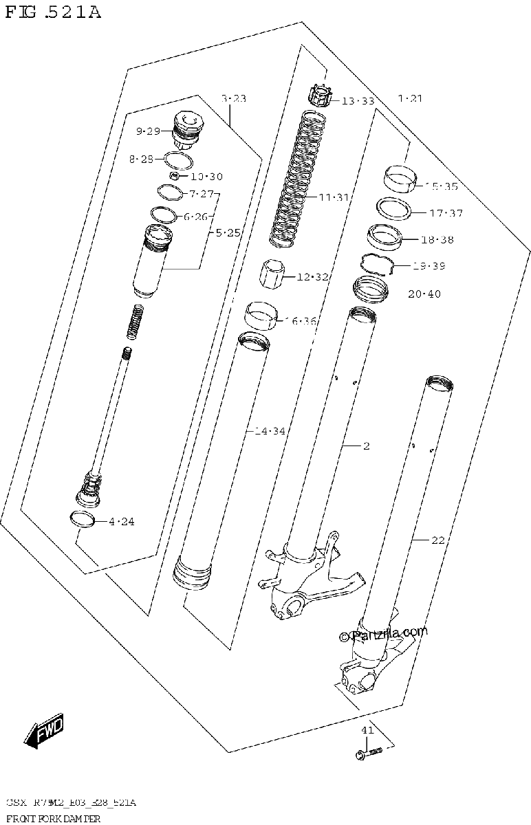 Diagrama de FRONT FORK DAMPER