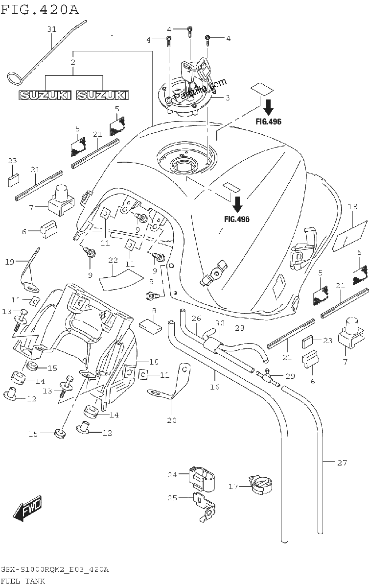 Diagrama de FUEL TANK GSX S1000RQM2 E03