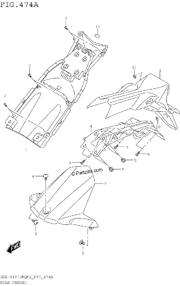 Diagrama de REAR FENDER