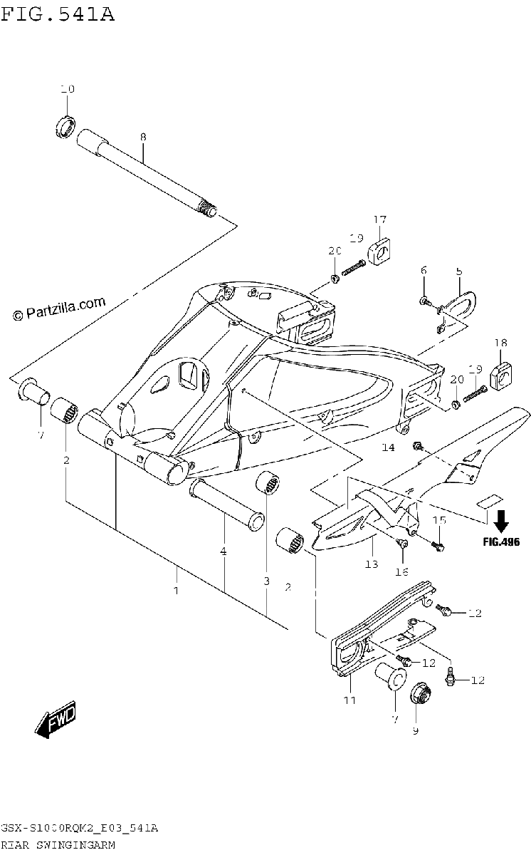 Diagrama de REAR SWINGINGARM