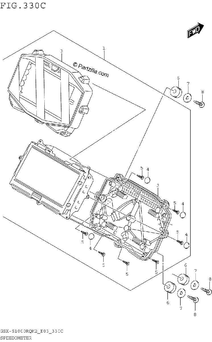 Diagrama de SPEEDOMETER GSX S1000RQM2 E33