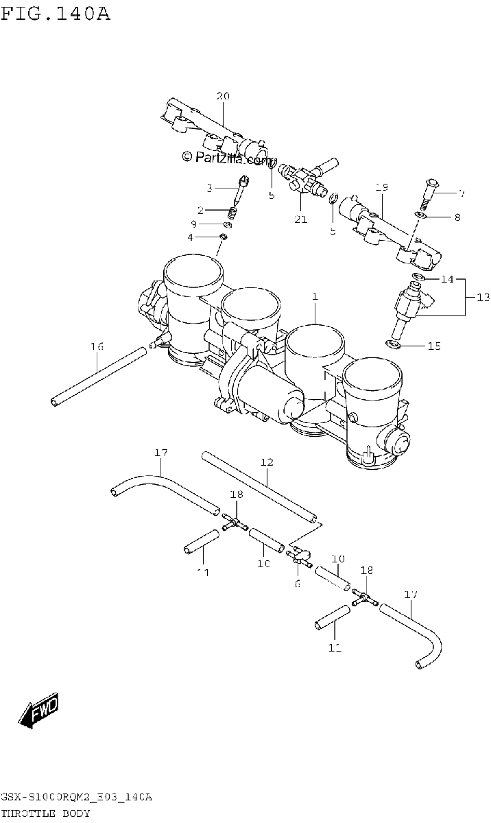 Diagrama de THROTTLE BODY GSX S1000RQM2 E03