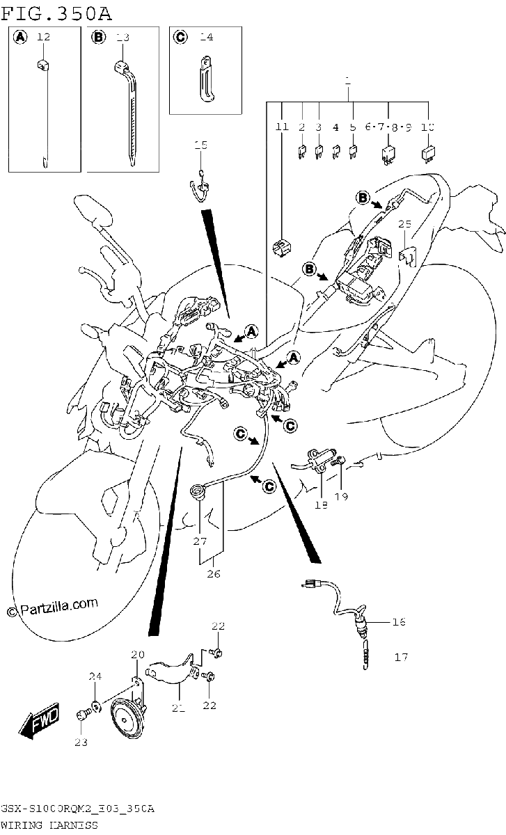Diagrama de WIRING HARNESS GSX S1000RQM2 E03