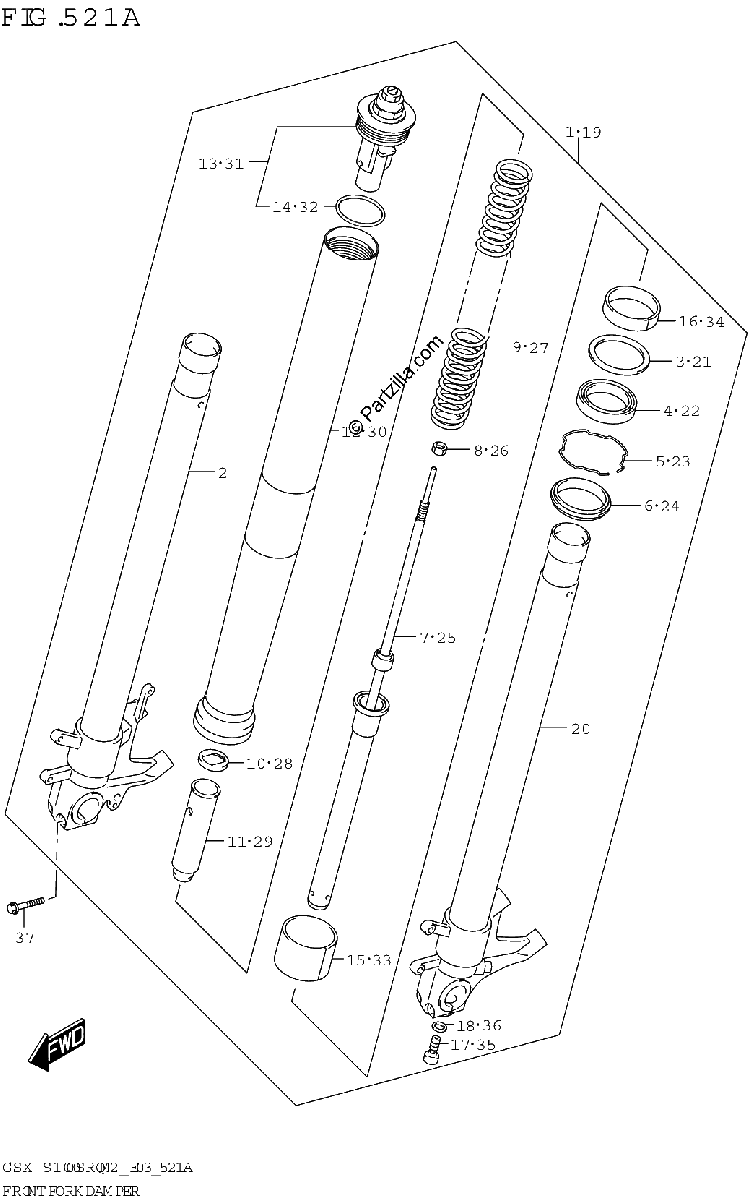 Diagrama de FRONT FORK DAMPER