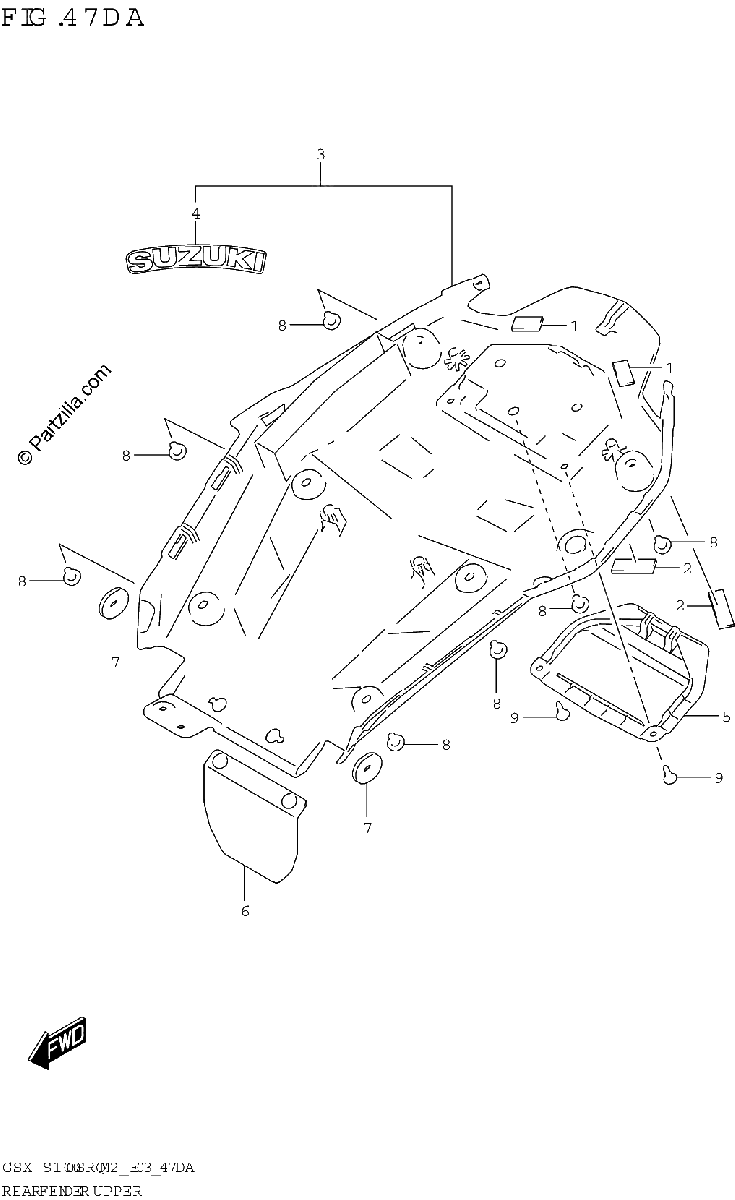 Diagrama de REAR FENDER UPPER