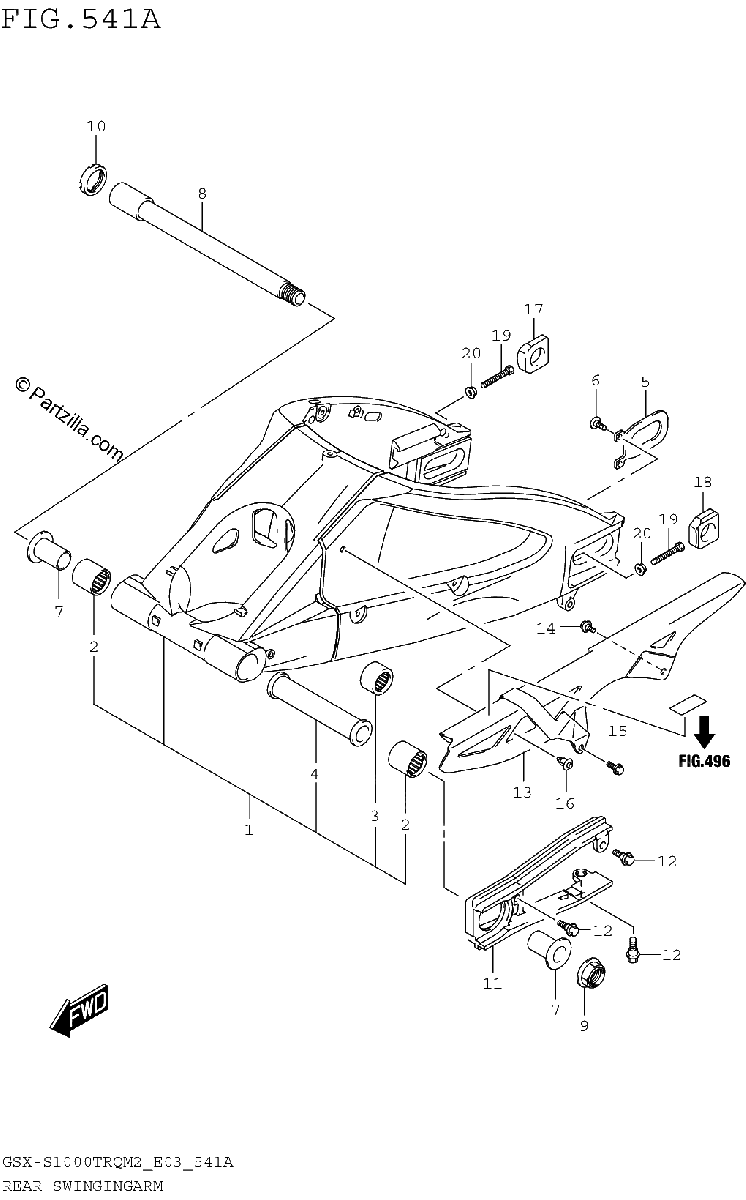 Diagrama de REAR SWINGINGARM