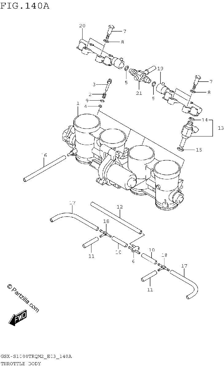 Diagrama de THROTTLE BODY GSX S1000TRQM2 E03