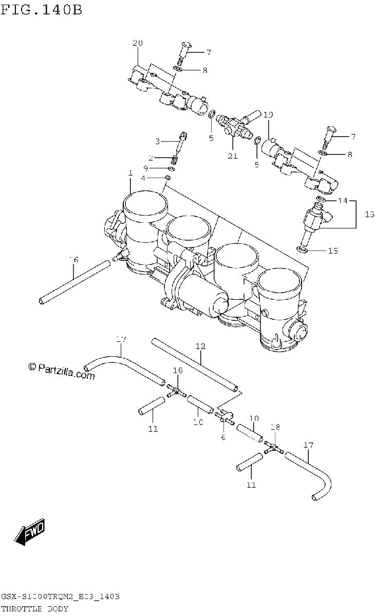 Diagrama de THROTTLE BODY GSX S1000TRQM2 E28