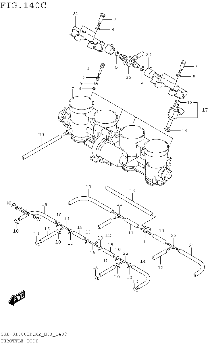 Diagrama de THROTTLE BODY GSX S1000TRQM2 E33