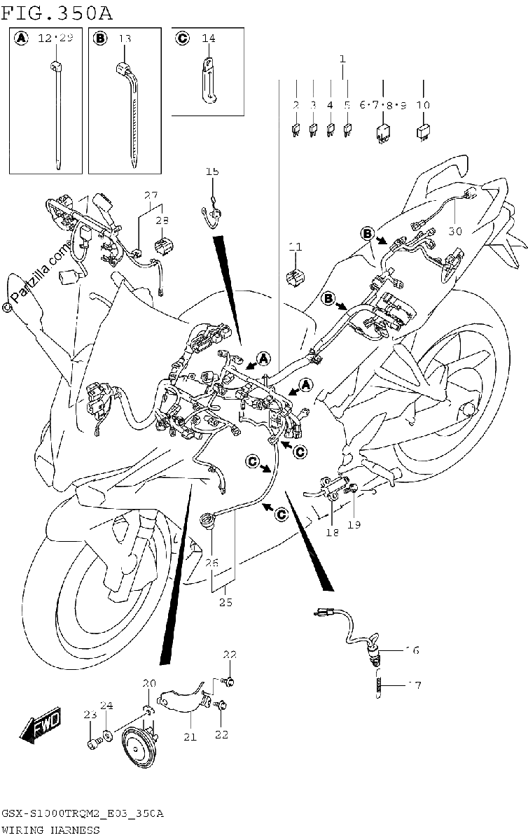 Diagrama de WIRING HARNESS GSX S1000TRQM2 E03