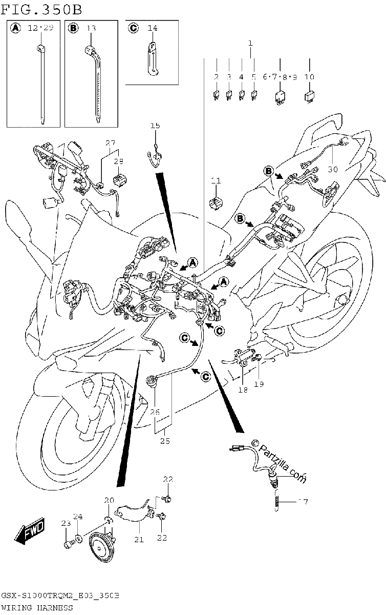 Diagrama de WIRING HARNESS GSX S1000TRQM2 E28