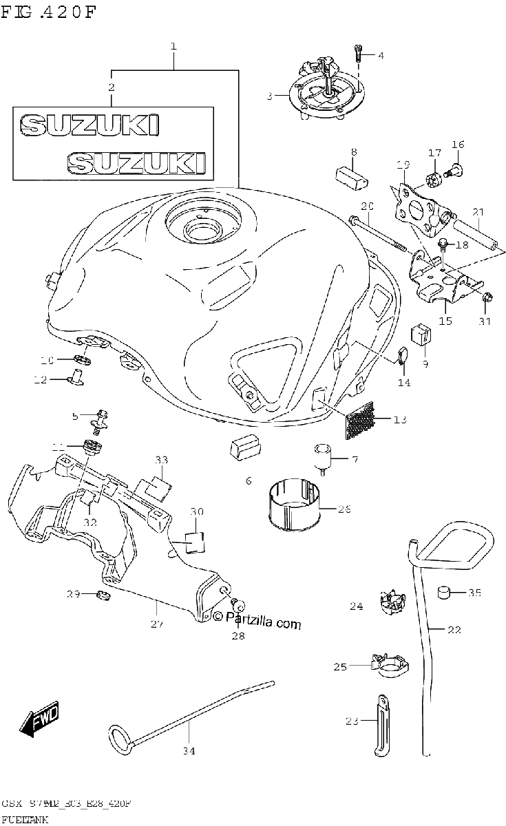 Diagrama de FUEL TANK GSX S750 GSX S750A E33