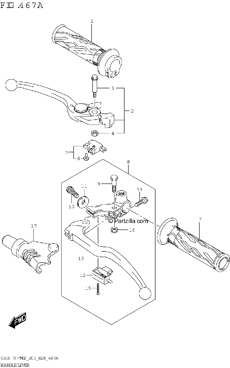 Diagrama de HANDLE LEVER