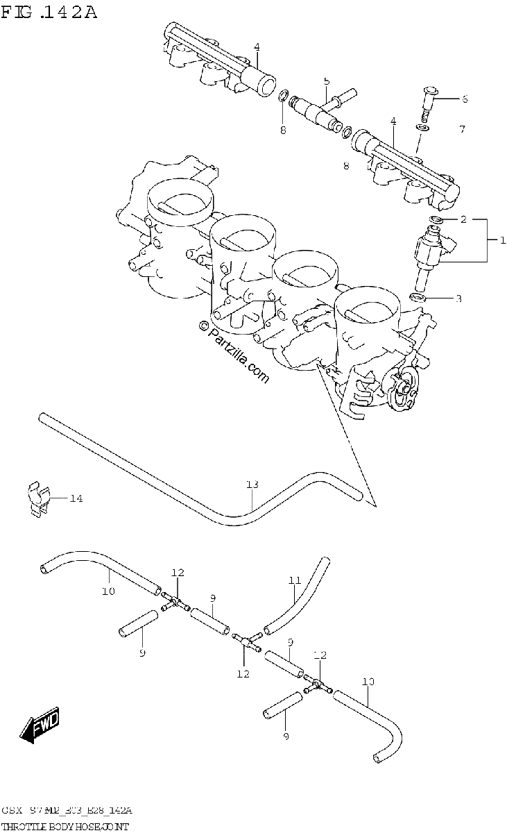 Diagrama de THROTTLE BODY HOSE JOINT E03 E28