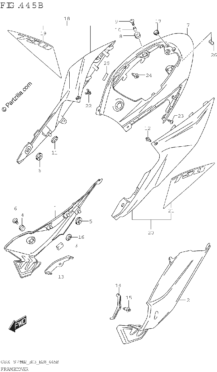 Diagrama de FRAME COVER GSX S750Z GSX S750ZA