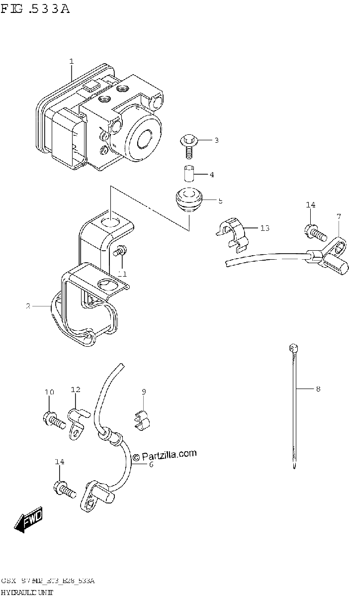 Diagrama de HYDRAULIC UNIT GSX S750A GSX S750ZA