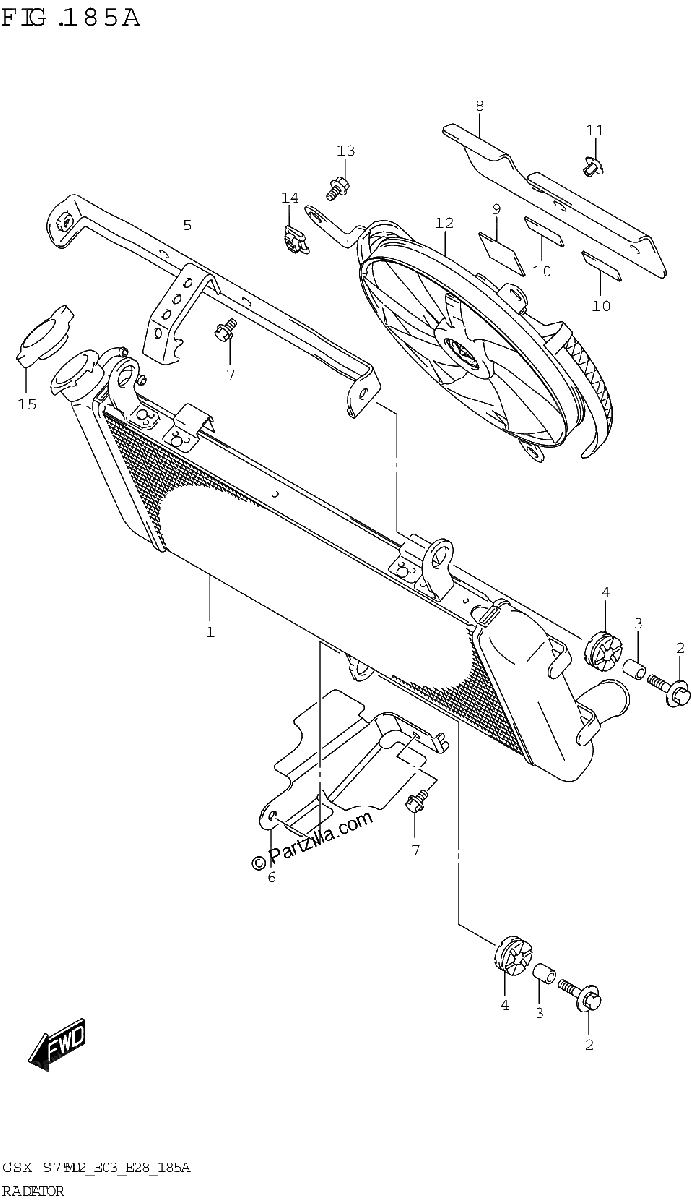 Diagrama de RADIATOR GSX S750A GSX S750ZA