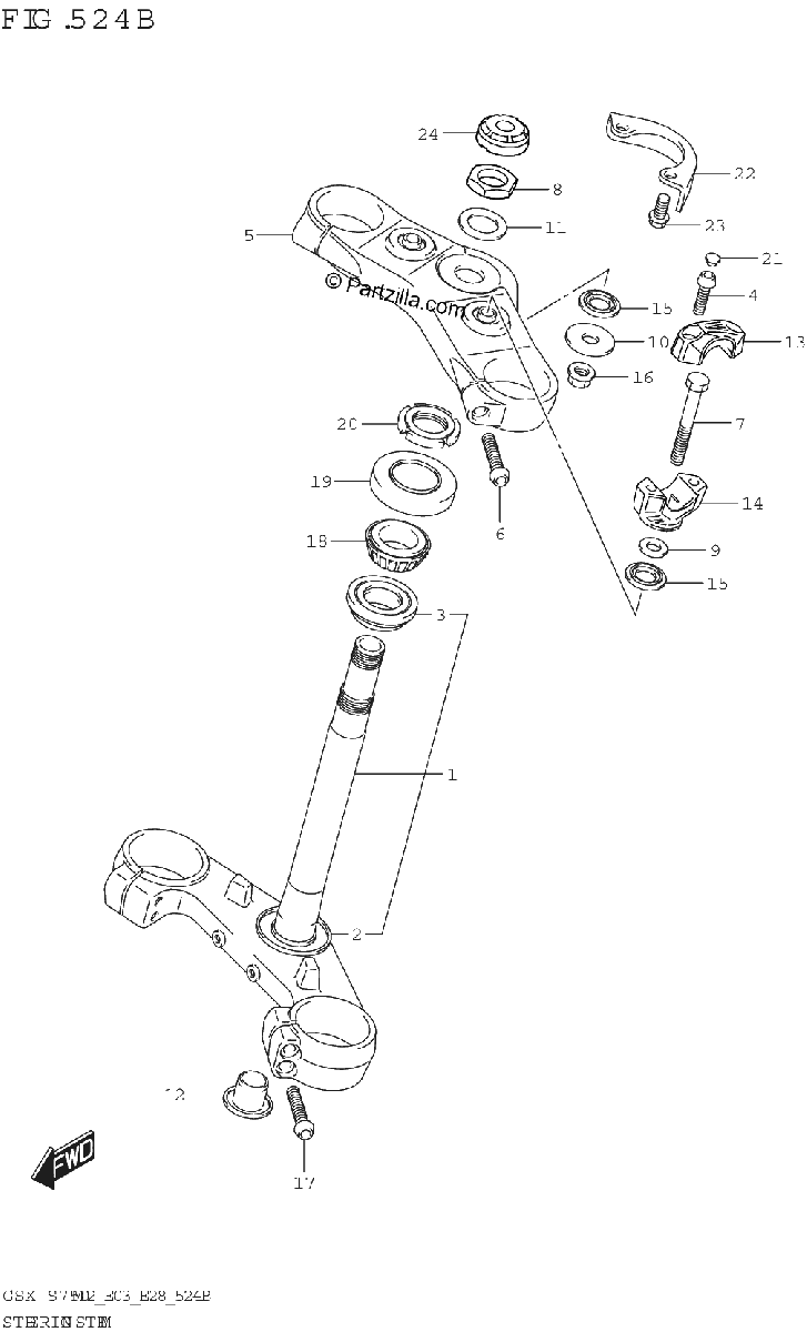 Diagrama de STEERING STEM GSX S750Z GSX S750ZA