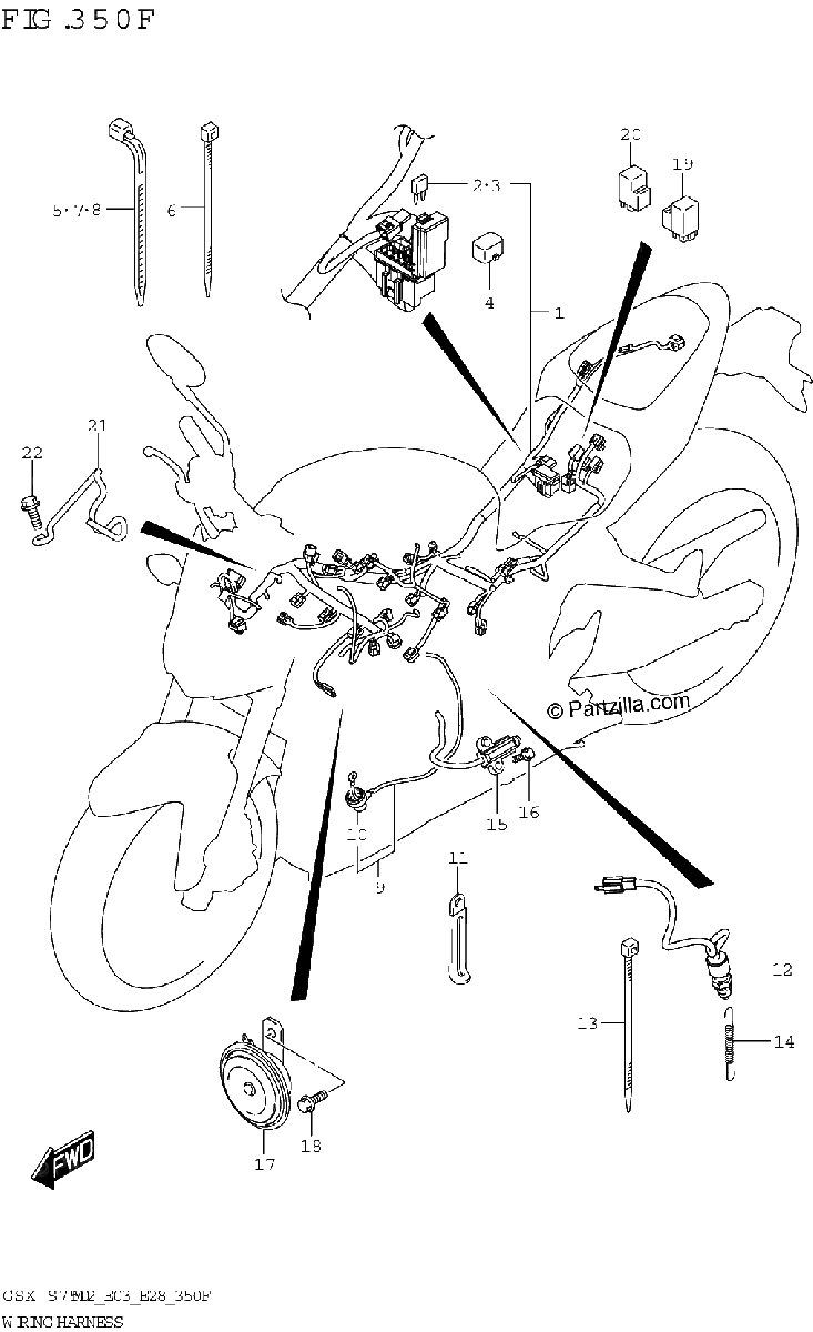 Diagrama de WIRING HARNESS GSX S750 GSX S750Z E33