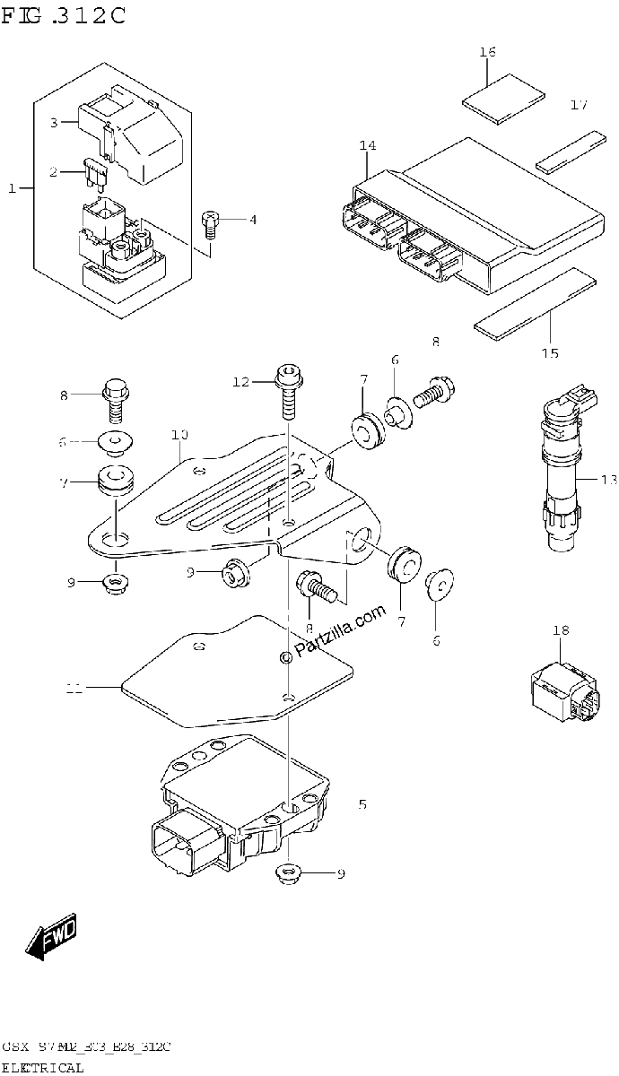 Diagrama de ELECTRICAL GSX S750A GSX S750ZA E33
