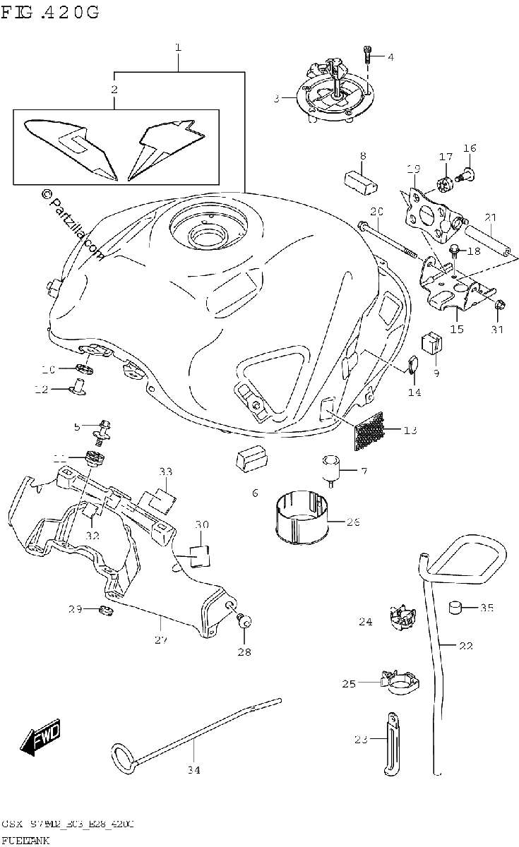 Diagrama de FUEL TANK GSX S750Z GSX S750ZA E33