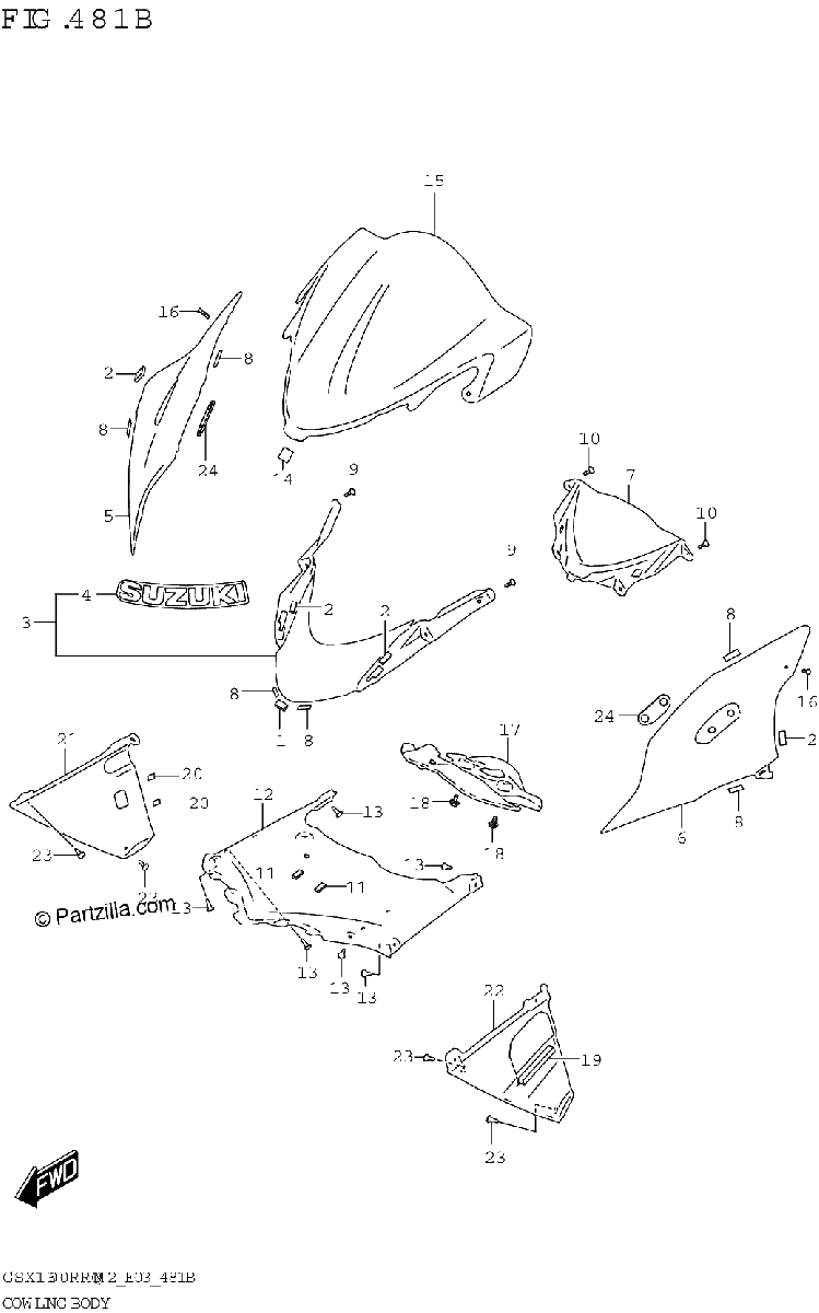 Diagrama de COWLING BODY GSX1300RRQZ