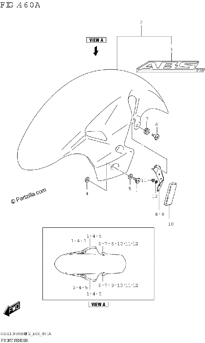 Diagrama de FRONT FENDER GSX1300RRQ